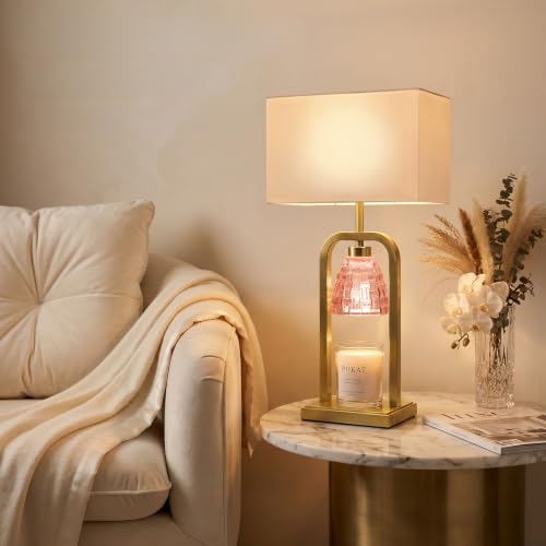 PoKat 21.5'' Pink Table Lamp with Candle Warmer & Gift Box for Bedroom - color: Set of 1 - Pink