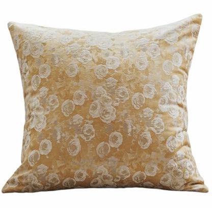 Chenille Rose Floral Pattern Farmhouse Throw Pillow Cover, 18 x18 Yellow - color: Light Yellow, size: 18" x 18" (Pack of 1)