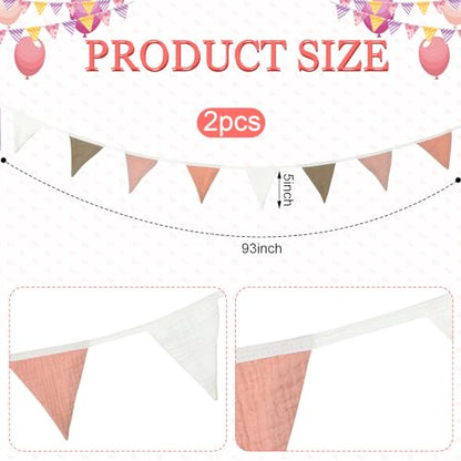 Oudain 2 Pcs Pennant Banner Flags Nursery Garland Triangle, Pastel Color - color: Pastel Color
