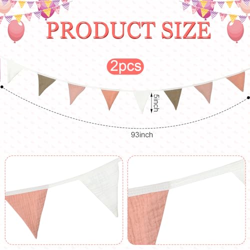 Oudain 2 Pcs Pennant Banner Flags Nursery Garland Triangle, Pastel Color - color: Pastel Color