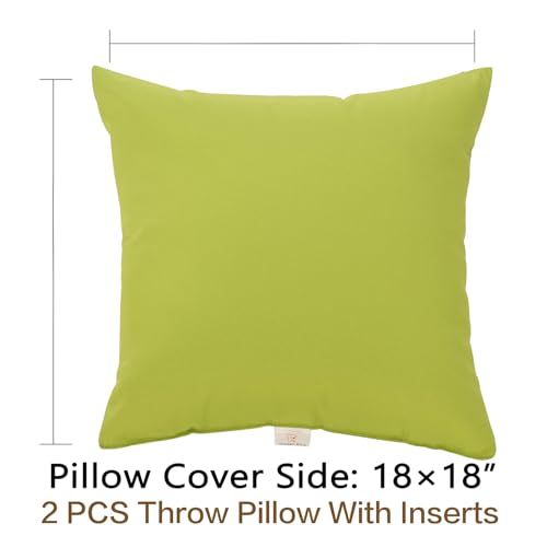 JMGBird Water-Resistant Outdoor Pillows Set of 2, 18x18 inch Durable Pure Green Throw Pillows with Inserts for Patio Furniture - color: Green