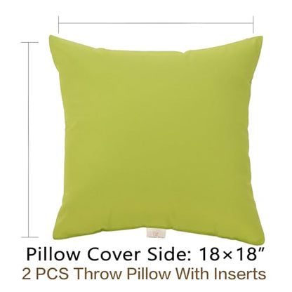 JMGBird Water-Resistant Outdoor Pillows Set of 2, 18x18 inch Durable Pure Green Throw Pillows with Inserts for Patio Furniture - color: Green