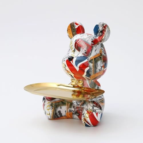 Bear Statue Resin Tray Animal Sculpture, Sitting Bear for Home Decor and Office, Suitable for Bedroom, Living Room, Office on Table, Desktop, Shelves and Cabinet (London) - color: London