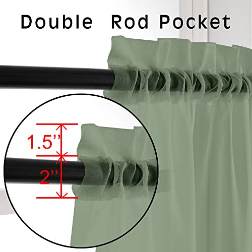 OVZME Bedroom Curtains 2 Panel Sets 84" Inch Length - Transparent Light Weight Soft Window Treatment Panels for Study Room/Living Room/Guest Room, Sage Green, Per Panel W42 X L84 inches (Pack of 2) - color: Sage Green, size: 42"W x 84"L (Pack of 4)