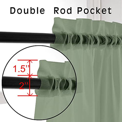OVZME Bedroom Curtains 2 Panel Sets 84" Inch Length - Transparent Light Weight Soft Window Treatment Panels for Study Room/Living Room/Guest Room, Sage Green, Per Panel W42 X L84 inches (Pack of 2) - color: Sage Green, size: 42"W x 84"L (Pack of 4)