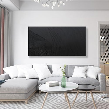 Framed Black Hand Painted Abstract Wall Art For Living Room 24"X 48" - color: Black, size: 48"L x 24"W