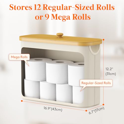 Lifewit Toilet Paper Storage Holder, Large Stand Basket, 23L, White - color: White, size: 23L