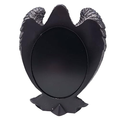 Raven Mirror – 12 Inch Hand-Painted Cold Cast Resin Gothic Raven Tabletop Mirror, Freestanding Decorative Vanity Mirror for Home Décor
