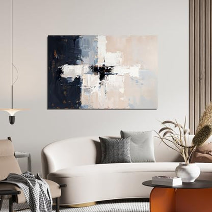 Modern Black and White Abstract Canvas Wall Art for Living Room 24" X 36" - color: JYQ-01M, size: 36"L x 24"W