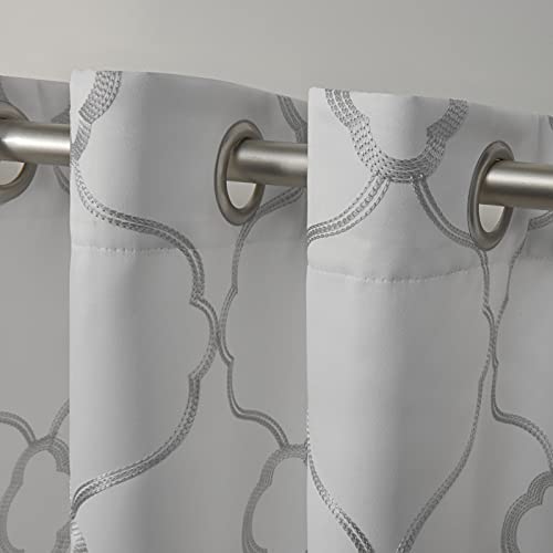 EXCLUSIVE HOME Belmont Embroidered Room Darkening Blackout Grommet Top Curtain Panel Pair, 52"x84", Winter - color: Winter, size: 52"W x 84"L (Pack of 2)