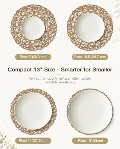 AHHFSMEI Paper Braided Round Placemats Set of 12 Natural Non-Slip Heat Resistant Table Mats for Dining Tables Woven Indoor & Outdoor Place mats(Brown,12) - color: Brown