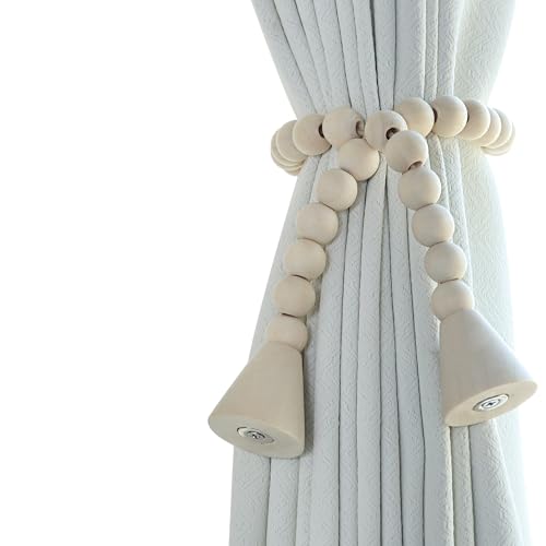 Meplait Magnetic Curtain Tiebacks, 2 Pack Boho Curtain Tie Backs, Nature - color: Nature-cone