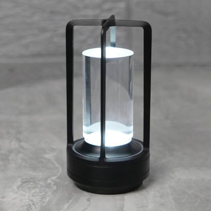Rechargeable Crystal Table Lamp, 3-Color Touch LED, Black - color: Black