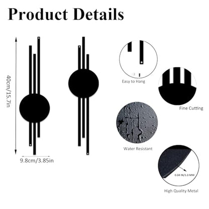 DUOOLN 2 Pcs Abstract Metal Wall Decor, Geometrical Single Line Art-Black - color: Black - Round Geometry