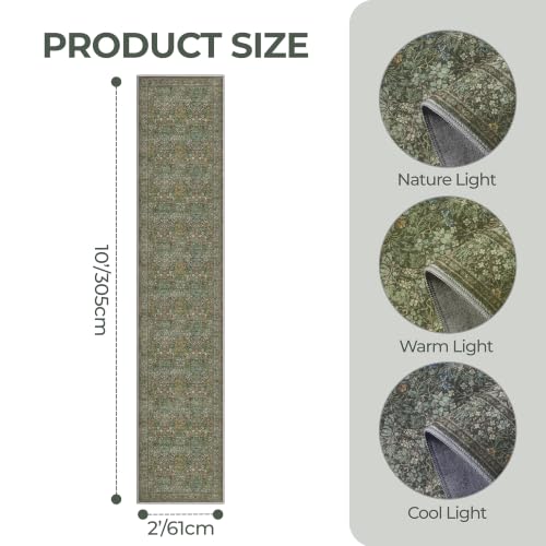 2x10 Runner Rug, Long Runners for Hallways Non Slip, Dark Green - color: Dark Green, size: 2' x 10' (Runner)