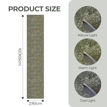 2x10 Runner Rug, Long Runners for Hallways Non Slip, Dark Green - color: Dark Green, size: 2' x 10' (Runner)