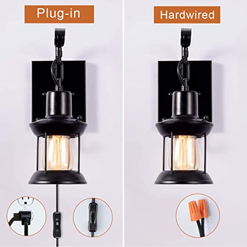 GLADFRESIT Rustic Wall Lamps, Black, 2 Pack - color: Black 2 Packs