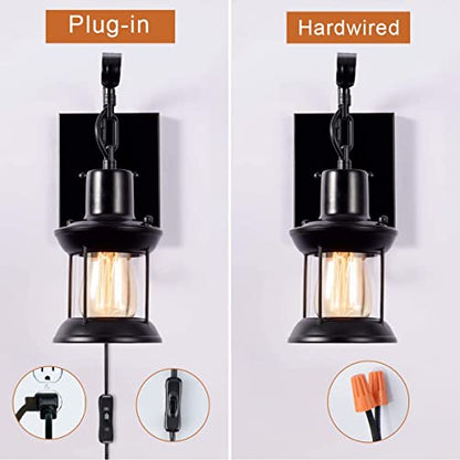 GLADFRESIT Rustic Wall Lamps, Black, 2 Pack - color: Black 2 Packs