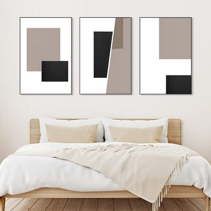 Large Framed Modern Wall Art,Black White Paintings 24 X 32 In X 3 Piece - color: Black White Grayish