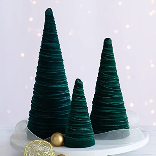 Your Heart's Content Emerald Velvet Trees Set of 3, (Emerald) - color: Emerald