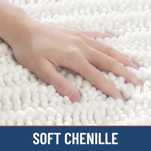 Smiry Bathroom Rugs 48X32, Extra Soft Rubber Backing Chenille Bath Mats - color: Ivory, size: 48'' X 32''
