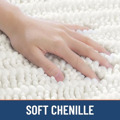 Smiry Bathroom Rugs 48X32, Extra Soft Rubber Backing Chenille Bath Mats - color: Ivory, size: 48'' X 32''