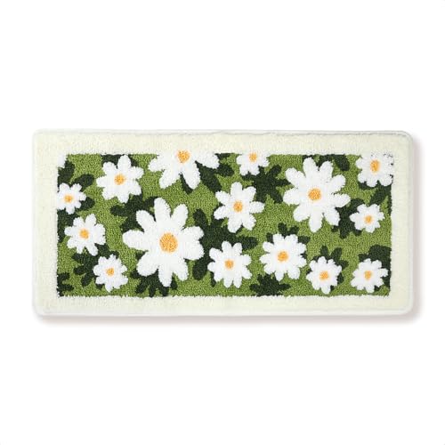 Molesun Floral Bath Mat 16x31, Soft Absorbent Microfiber Bath Rugs - color: Daisy, size: 16" x 31"