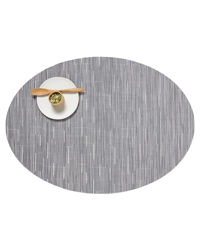 Chilewich Bamboo Placemats Set of 4, Woven Oval Placemats - color: Fog, size: 14"x19.25"