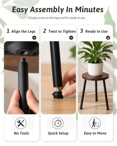 GENTINGBRO plant stand indoor 5 pack wood plant stool set mid century