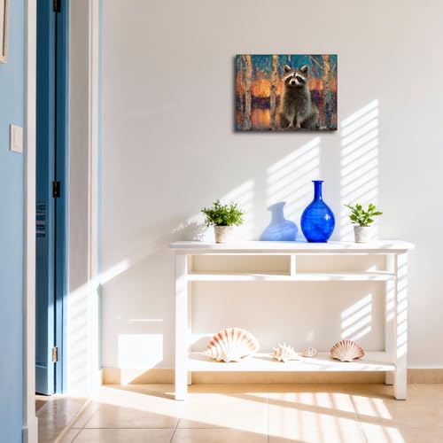 Halioyo Raccoon Canvas Wall Art, Cute Raccoon Picture Wall Decor(12x16 in) - color: Painting-12, size: 16"L x 12"W