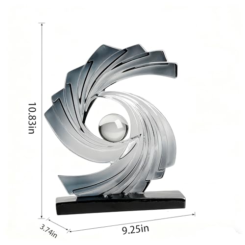 Abstract Art Statue,Modern Gold Minimalist Decoration,Geometric Abstract Sculpture,Decoraciones para Sala Bedroom Office Coffee Tabletop Centerpiece Decoration Resin Collectibles (Grey) - color: Gray