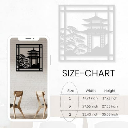 Metal Wall Decor | 17'' x 17'' x 0.05'' Chinese Temple Art Themed Wall Decorations | Handmade Indoor and Outdoor Wall Art (17'' x 17'', Chinese Temple, Black) - size: 17'' x 17'', style: Chinese Temple