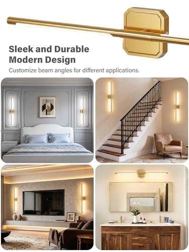 Battery Operated Wall Sconces Set of Two, Wireless Wall Lights Touch & Remote Control Rechargeable LED Wall Lamp 2700K-6000K Dimmable Lights for Living Room Bedroom Bathroom Hallway( 29 ", Gold) - color: Gold