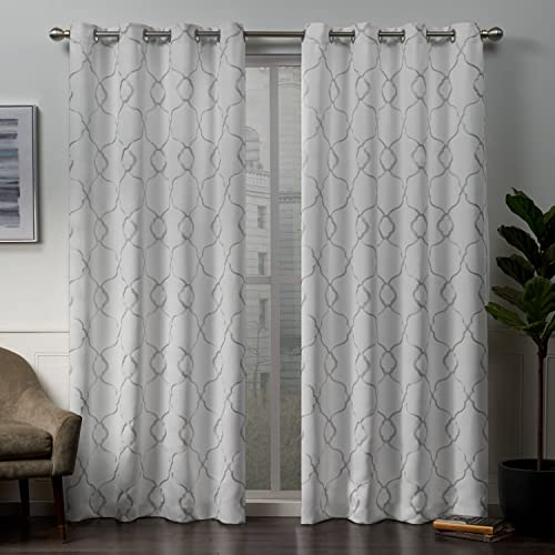 Exclusive Home Belmont Embroidered Room Darkening Blackout Grommet Top Curtain Panel Pair, 52"x108", Winter - color: Winter, size: 52"W x 108"L (Pack of 2)