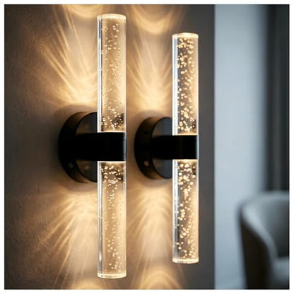 Battery Operated Wall Sconces Set of 2, 10000mAh Rechargeable Wall Light - color: Black, size: 18 inch