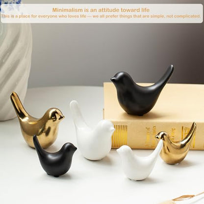2 Pcs Small Birds Statues Home Decor Ceramic Black Bird Figurines - color: 2 Pcs Blackbirds