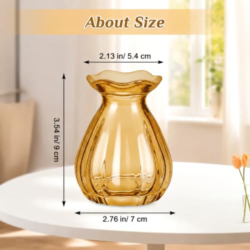 20 Pieces 3.5 Inch Glass Bud Vase Mini, Amber - color: Amber