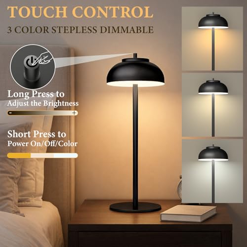 Cordless Table Lamps Rechargeable,Battery Operated Light LED 2 Pack - color: Black-Set of Two