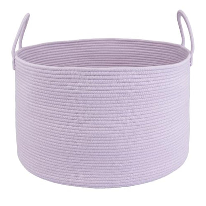 XUANGUO 66L Large Blanket Basket, Round Cotton Rope Basket, Purple - color: purple or lavendor