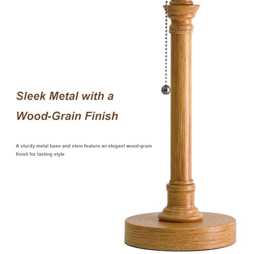 Oneach 19.5" Wood Grain Rustic Table Lamps Set of 2 for Living Room Bedroom - color: Wood Grain