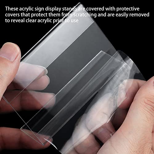 40 Pack Mini Clear Acrylic L-Sign Holders, 3.5 x 2.4 Inch