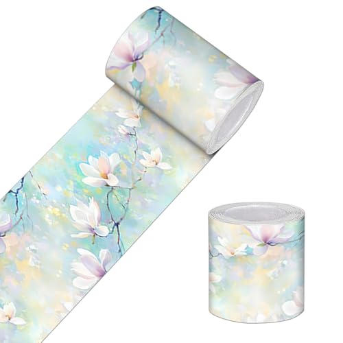 HOMETITUTE Peel and Stick Wallpaper Border 4x196in Pastel Floral Pattern - color: Light blue flowers
