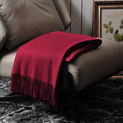 EP Mode 100% Pure Cashmere Throw Blanket for Sofa, Merlot - color: Merlot