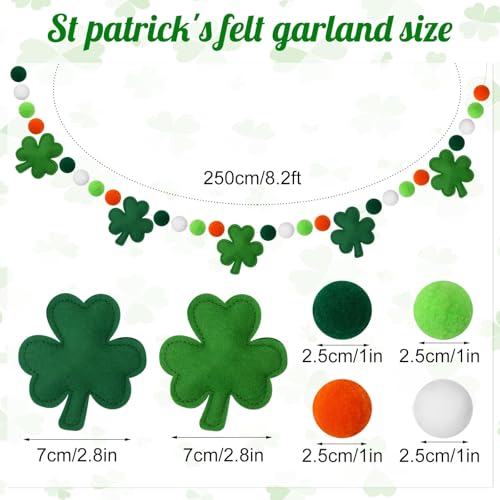 Jansun 8.2ft 3D St Patrick's Day Shamrock Felt Garland - color: Green Shamrock
