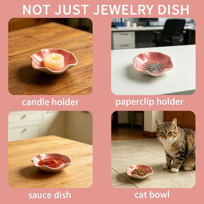 BEUNAIZER Jewelry Dish Tray, Ring Dish, Ceramic Trinket Tray, Key Bowl - color: dusty pink