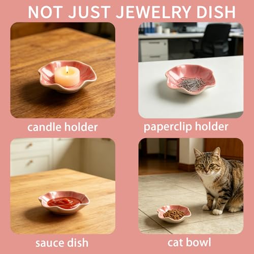 BEUNAIZER Jewelry Dish Tray, Ring Dish, Ceramic Trinket Tray, Key Bowl - color: dusty pink