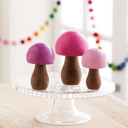 Your Heart's Content Wood Mushrooms Set of 3 (Pink Paint 3) - color: Pink 3