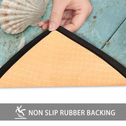 Teal Wood Kitchen Rug Non-Slip Indoor Carpet Absorbent Welcome Mat - color: A:a-4