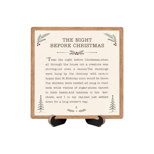 Christmas Tabletop Wooden Sign with Stand, Winter Holiday Desk Decor,SD20 - color: night christmas 2