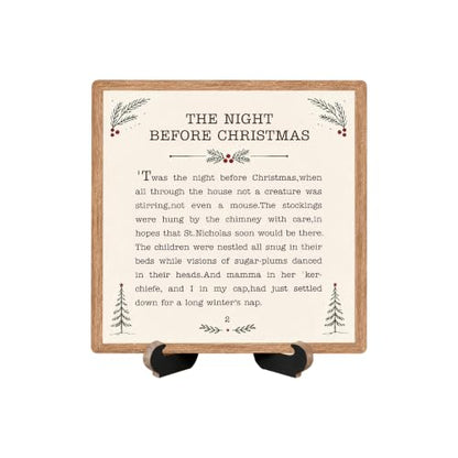Christmas Tabletop Wooden Sign with Stand, Winter Holiday Desk Decor,SD20 - color: night christmas 2